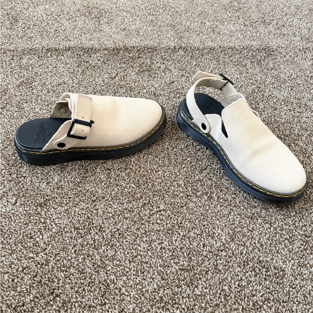 Brand New Dr. Martens Beige Slip-On Mule with Buckle